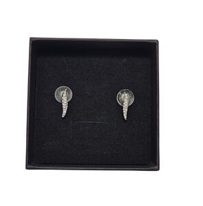 Swarovski Rhodium-Plated Pavé Horn Stud Earrings – 0.6"